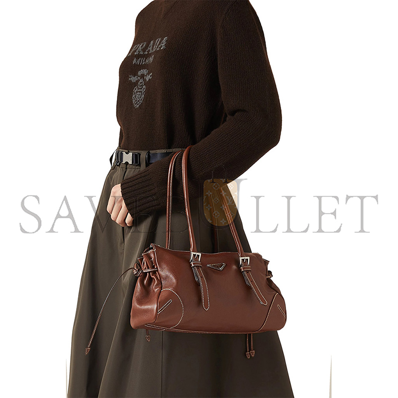 PRADA KARIN MEDIUM ANTIQUED LEATHER TOTE BAG 1BG628 (32*17.5*10.5cm)